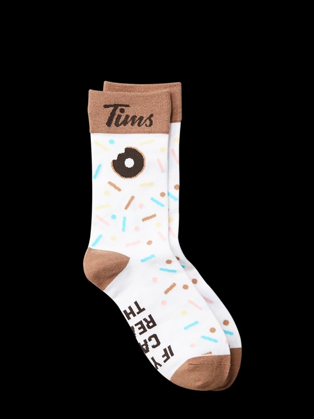 ☕ Tim Horton's 🍩 Donut Sprinkle Crew Socks - White & Brown (NWT)